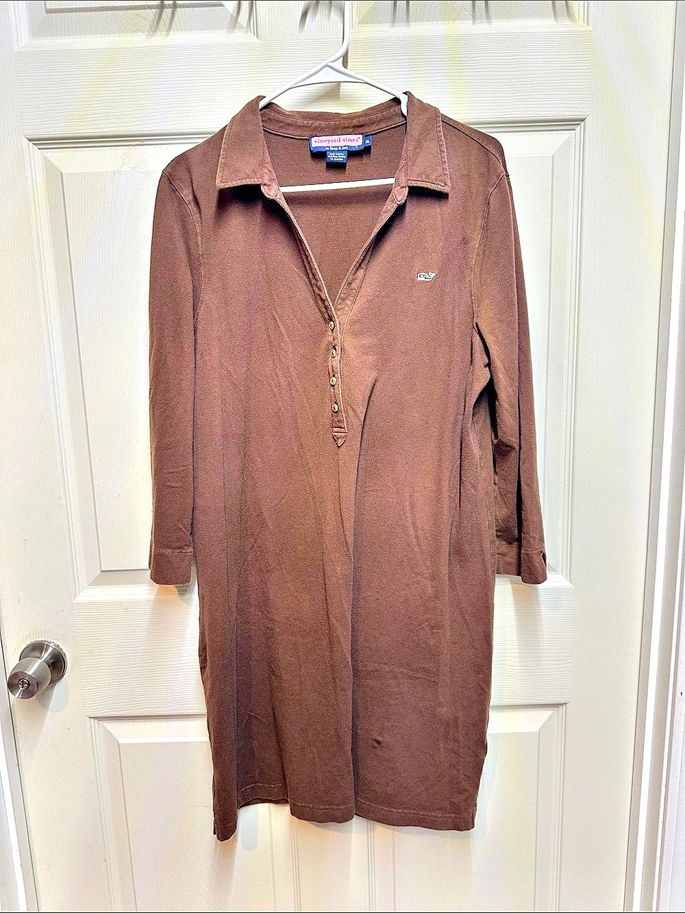 vineyard vines Long Sleeve Mini Dress in Brown XL Like New